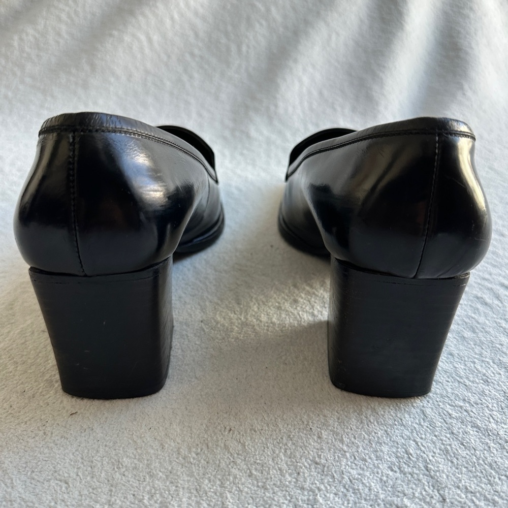 Vintage Gucci Horsebit Loafer Chunky Heel Black Leather Womens 6.5 - Picture 7 of 12